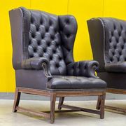 Vintage Tufted Leather Chesterfield Style Wing Back Chair (Price is For One Chair)