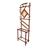 Antique bamboo wardrobe with mirror — exotic style, late 19th century