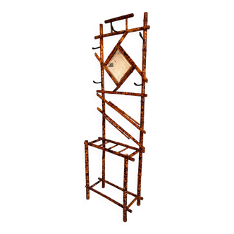 Antique bamboo wardrobe with mirror — exotic style, late 19th century