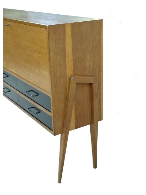 Sideboard vintage blond wood massif vintage 1950 from Charles Ramos