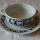 Villeroy and Boch. Cadiz model. Porcelain bowl with handle and its saucer. Design.