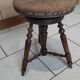 Antique Napoleon III Adjustable Round Piano Stool