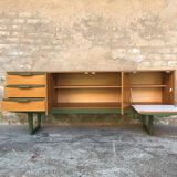 Scandinavian teak sideboard 3 drawers, 3 swing doors