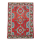 Red Floral Kilim Rug, Moldovian Handmade Wool Flatweave 287x207cm