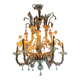 Rezzonico Venetian chandelier in multicolored Murano glass, 12 light arms, circa 1900