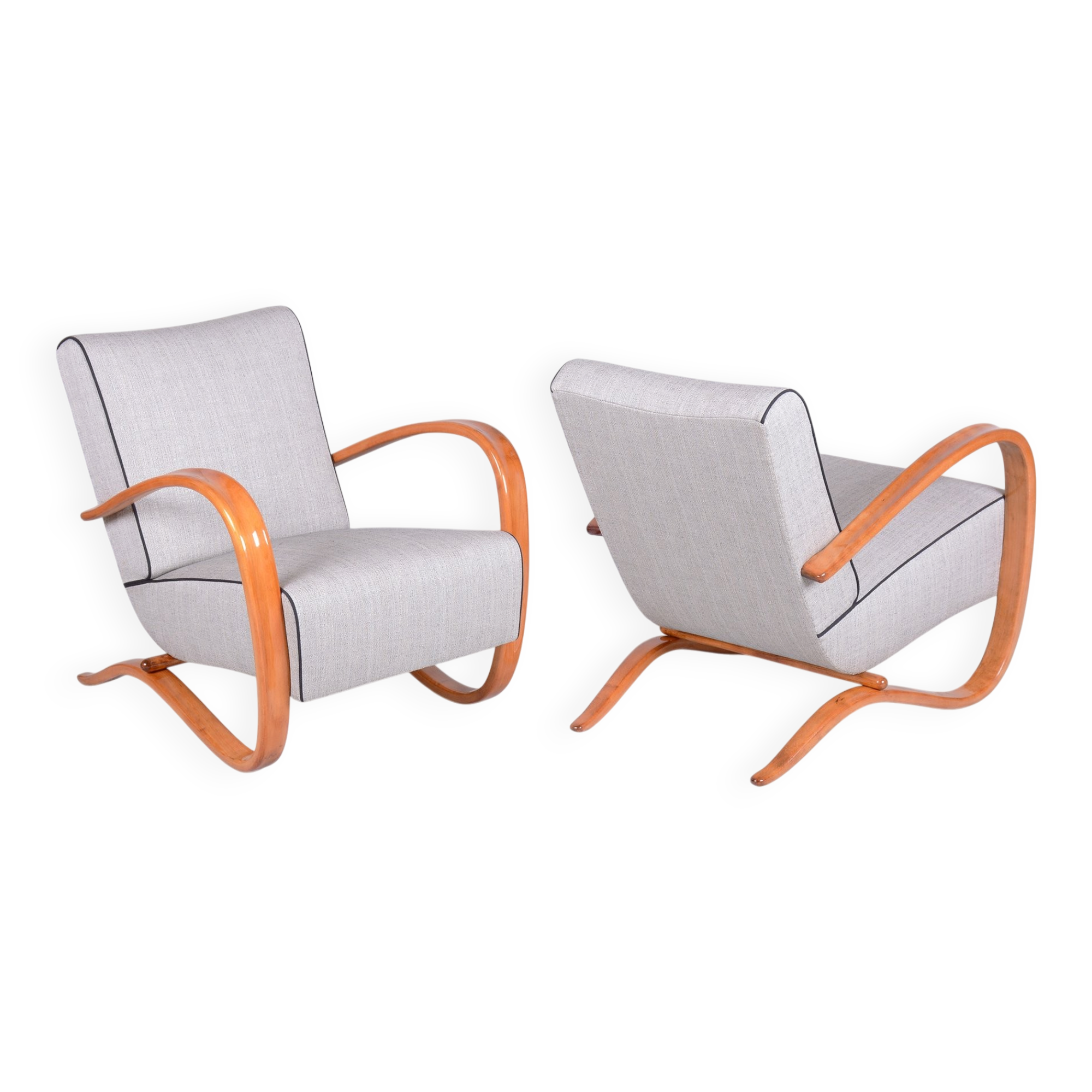 Chaises longues Art Déco H-269 en tchéque par J. Halabala pour Up Závody, années 1930, ensemble de 2