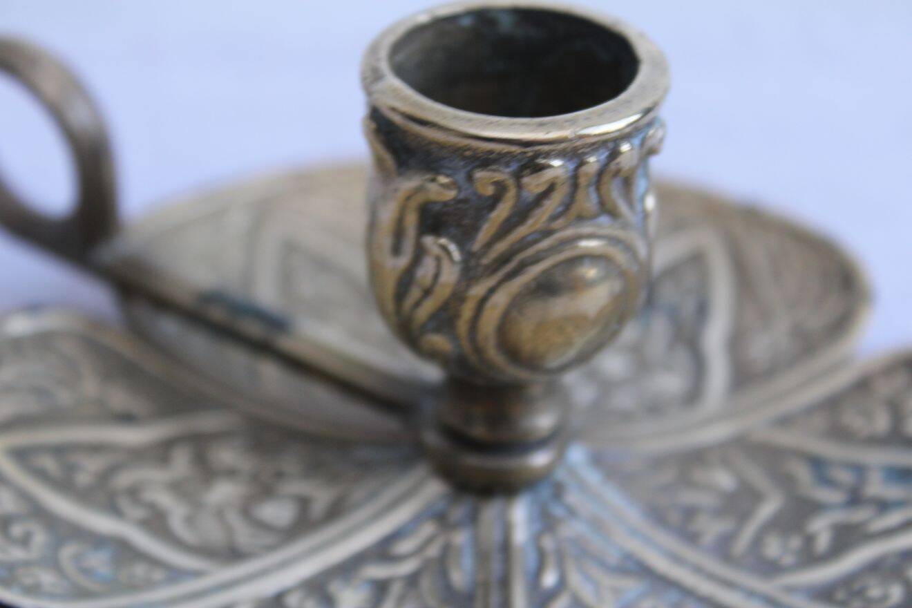 Gold metal candle holder