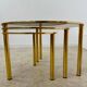 Ancienne table basse gigogne en laiton et verre fumé design italien des années 70 vintage