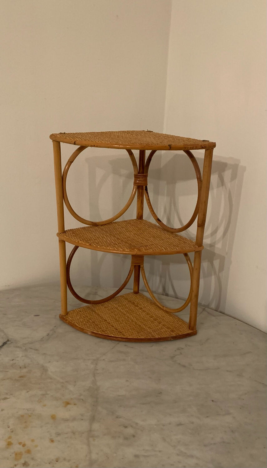 Rattan corner shelf