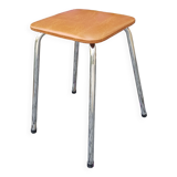 Vintage stool in brown skaï