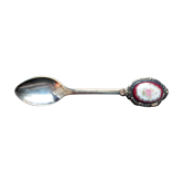 Small collector's spoon in silver metal and earthenware