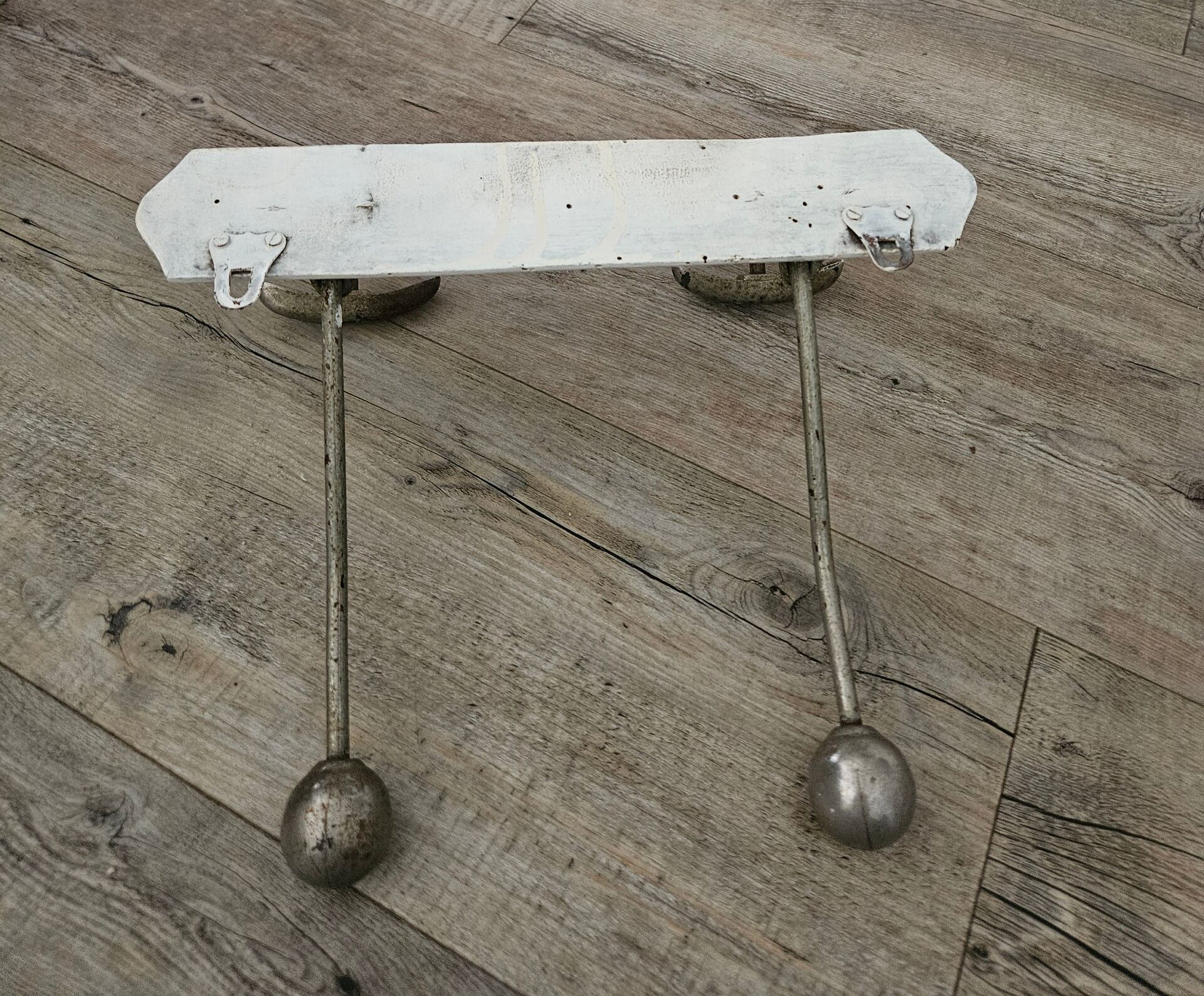 Antique wooden and metal coat rack