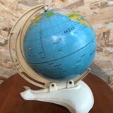 Old world map ms globe metal + bakelite base white vintage cream