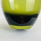 Vase scandinave verre soufflé vert, vintage