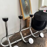Old chrome coat rack with 12 hooks