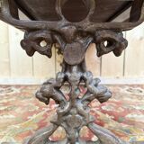 Table basse pieds fonte et plateau bois parquet