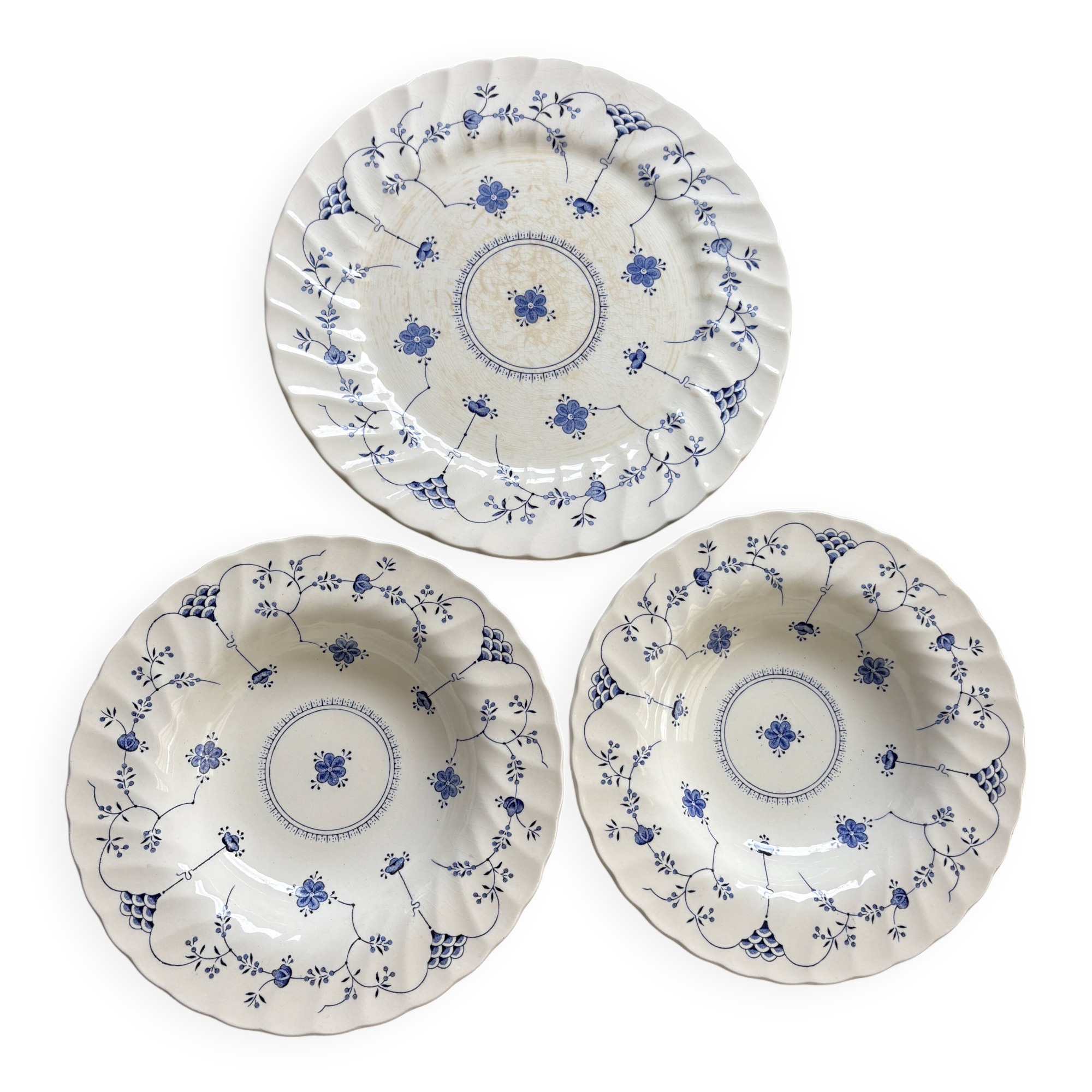 2 soup plates and 1 Myott Finlandia dish