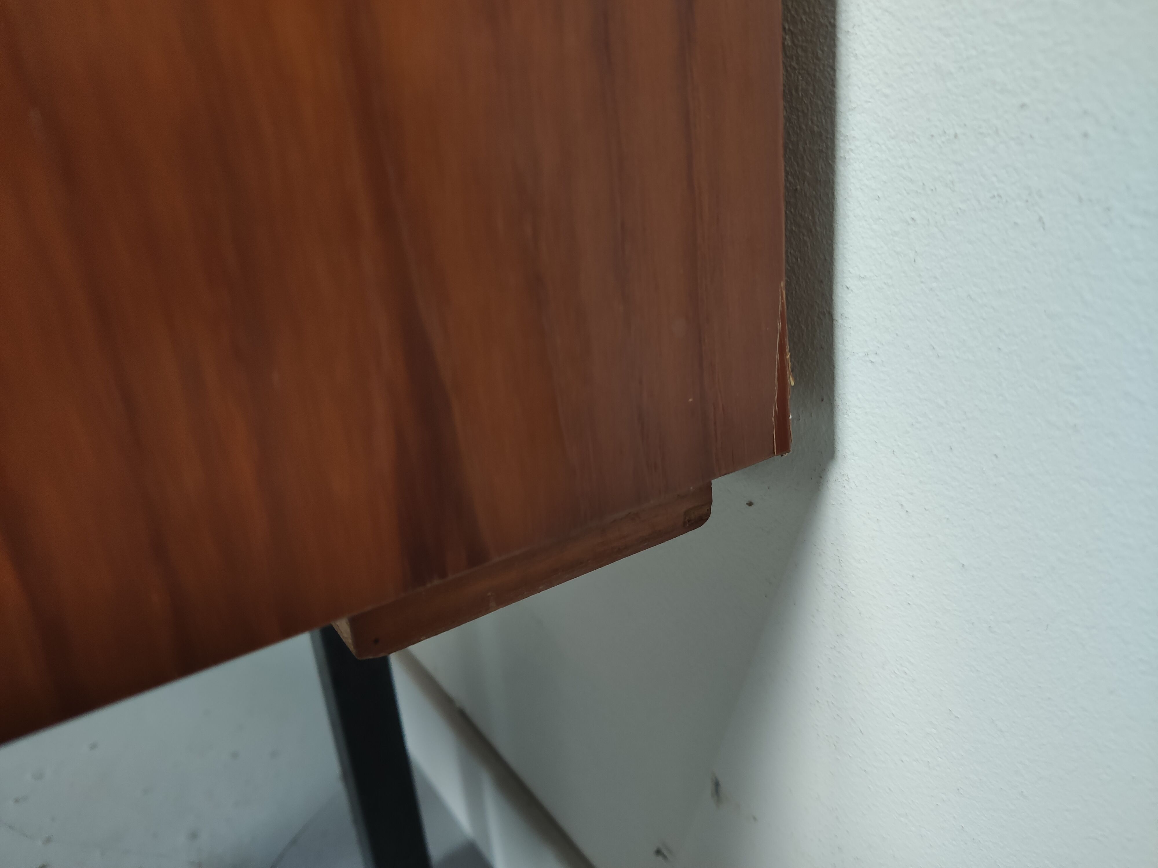 Scandinavian vintage teak and metal long sideboard, 60s