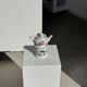 Complete porcelain teapot and warmer with pink floral decoration H18