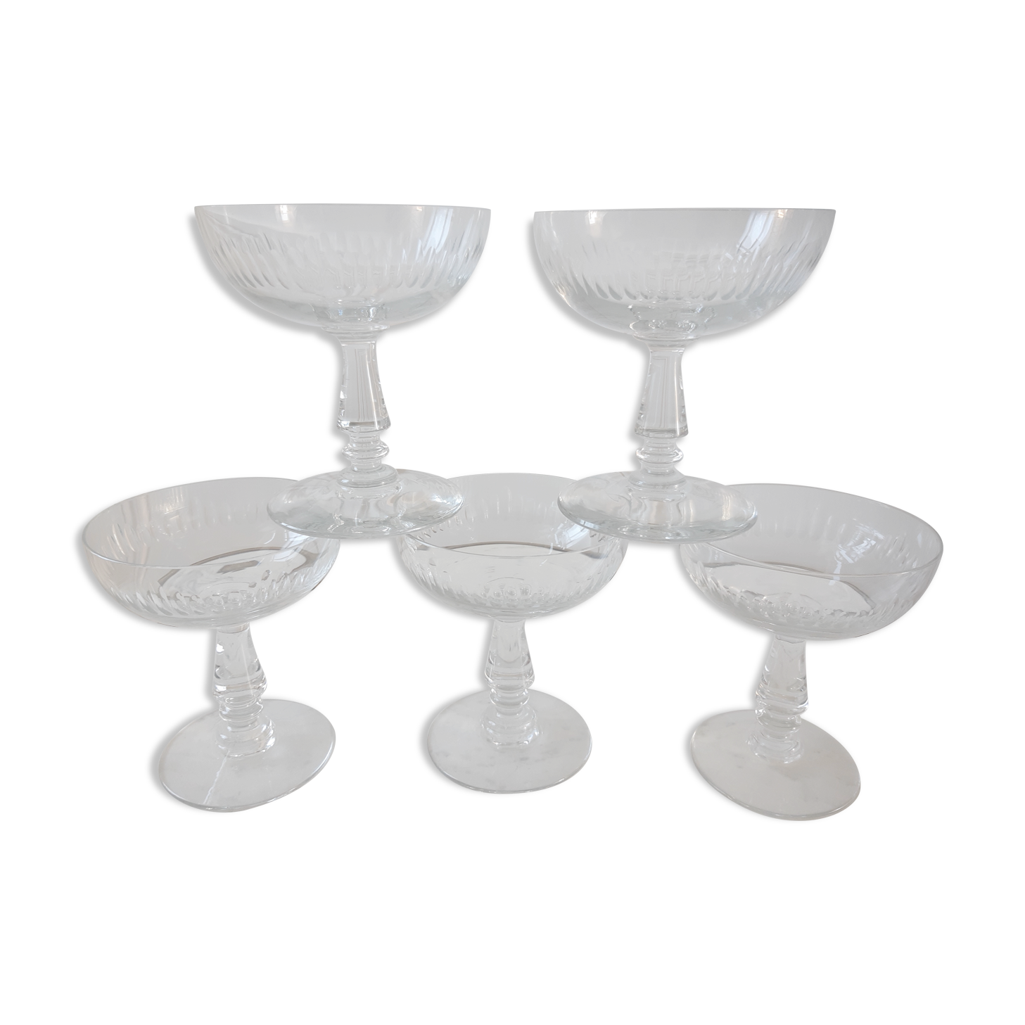 Lot de 5 coupes à champagne en cristallin