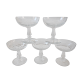 Set of 5 crystalline champagne glasses