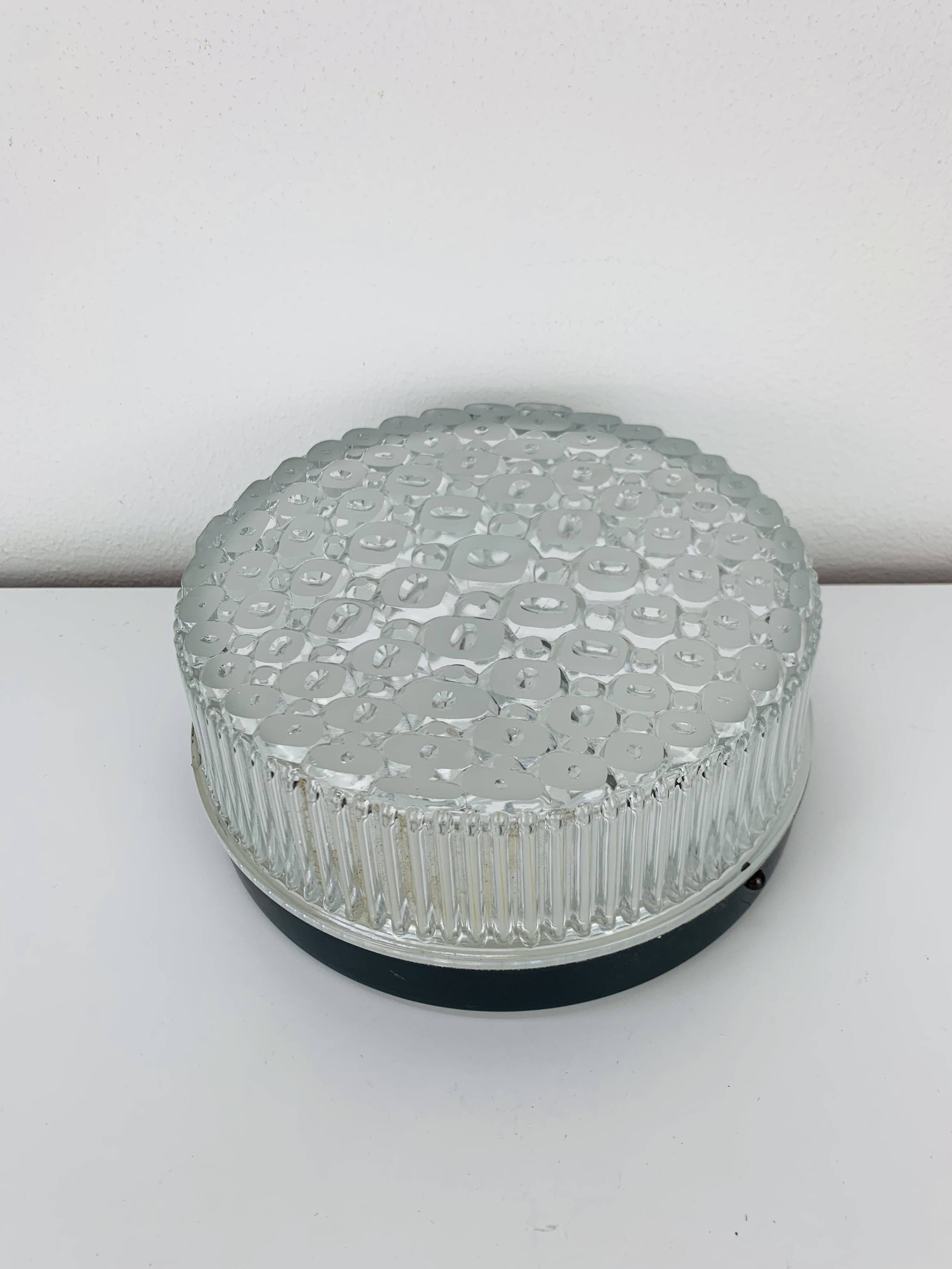 Round molded glass wall light from the 50s, ceiling light