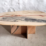Veined pink marble coffee table