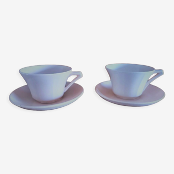 2 tasses St amand amandinoise rose art déco