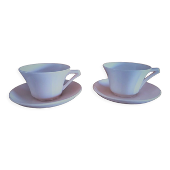 2 tasses St amand amandinoise rose art déco