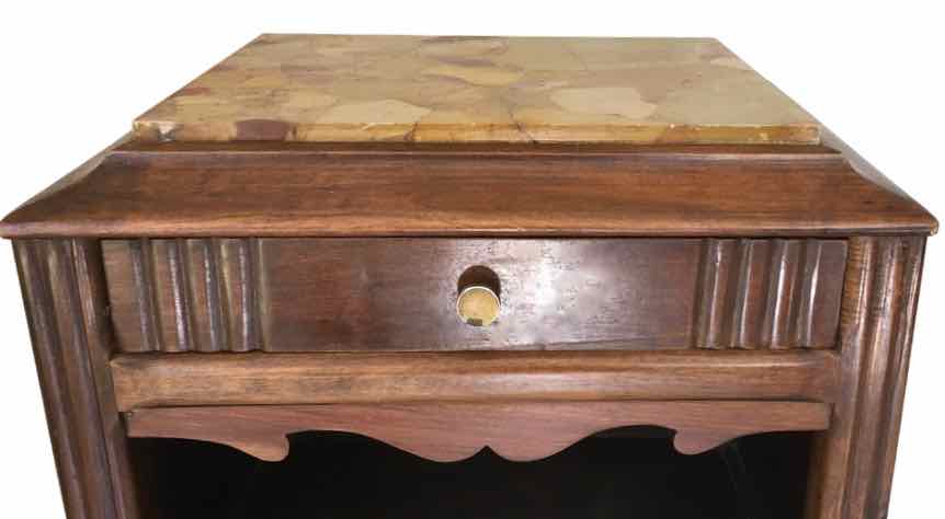 Wooden bedside table and art nouveau marble