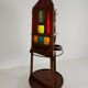 Porte-manteau / porte-parapluies Art Déco en chêne unique – Design obélisque des années 1920 avec vitrail