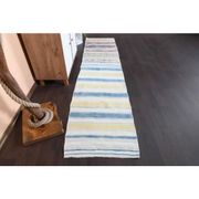 1970s Vintage Turkish Hand-Knotted Wool Cotton White Runner Rug 66x288