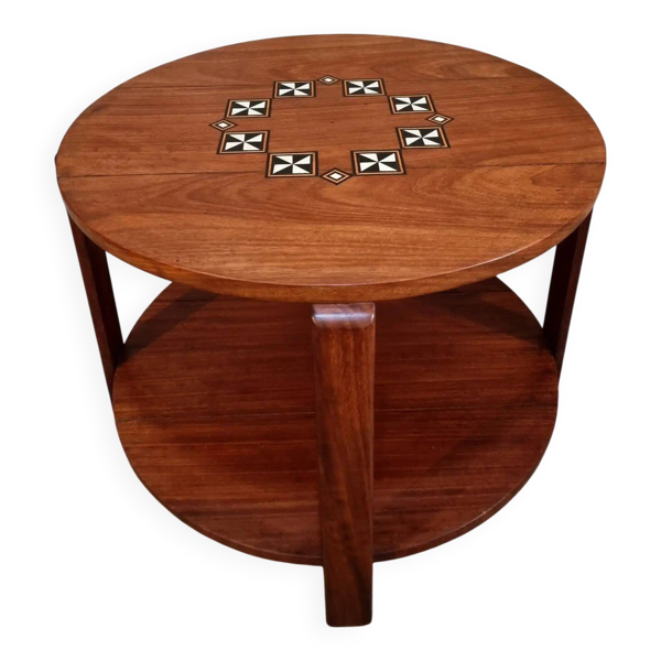 Table basse française mid-century en bois massif, années 1950