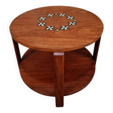 Table basse française mid-century en bois massif, années 1950