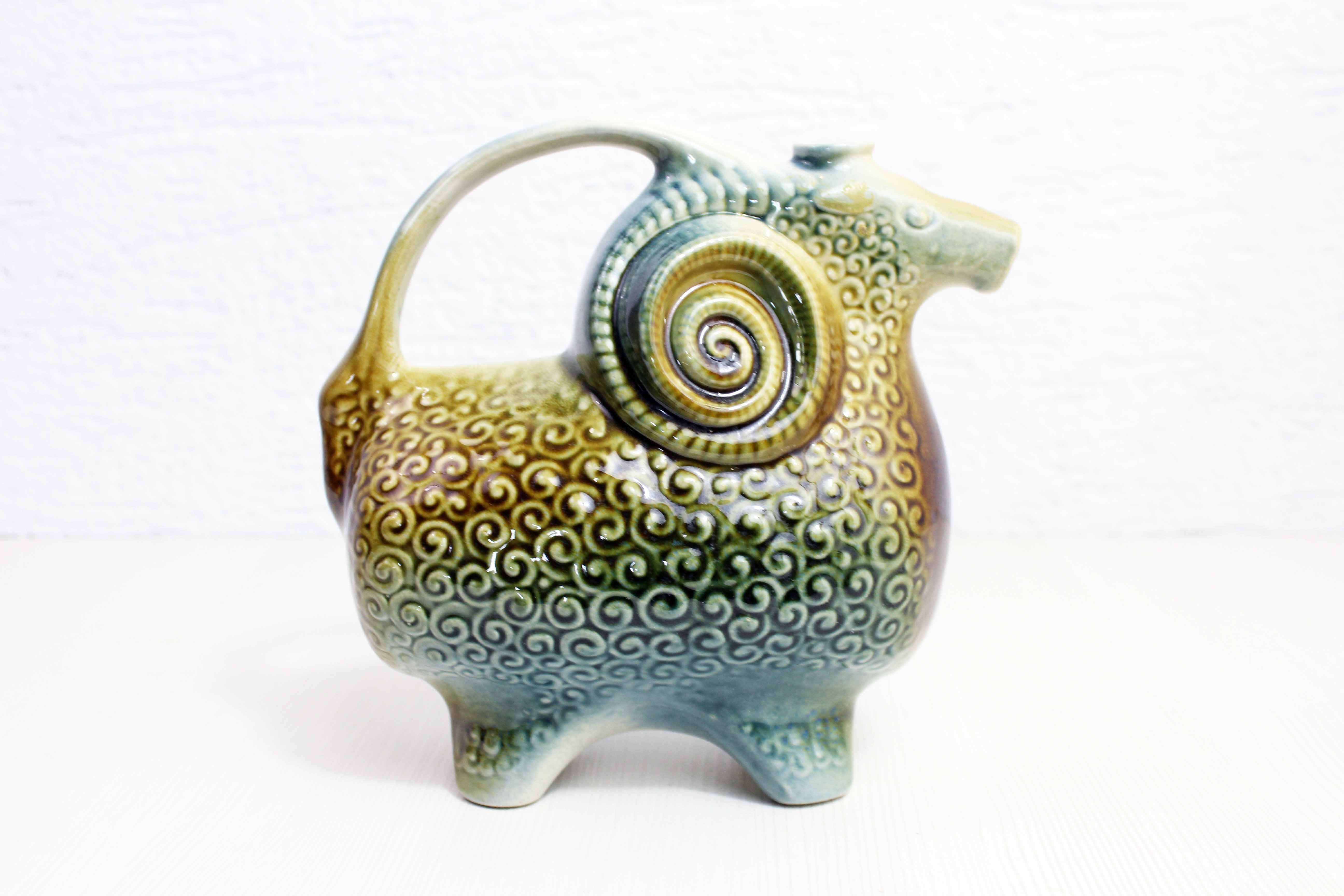 Zoomorphic pitcher "ram" ceramic
