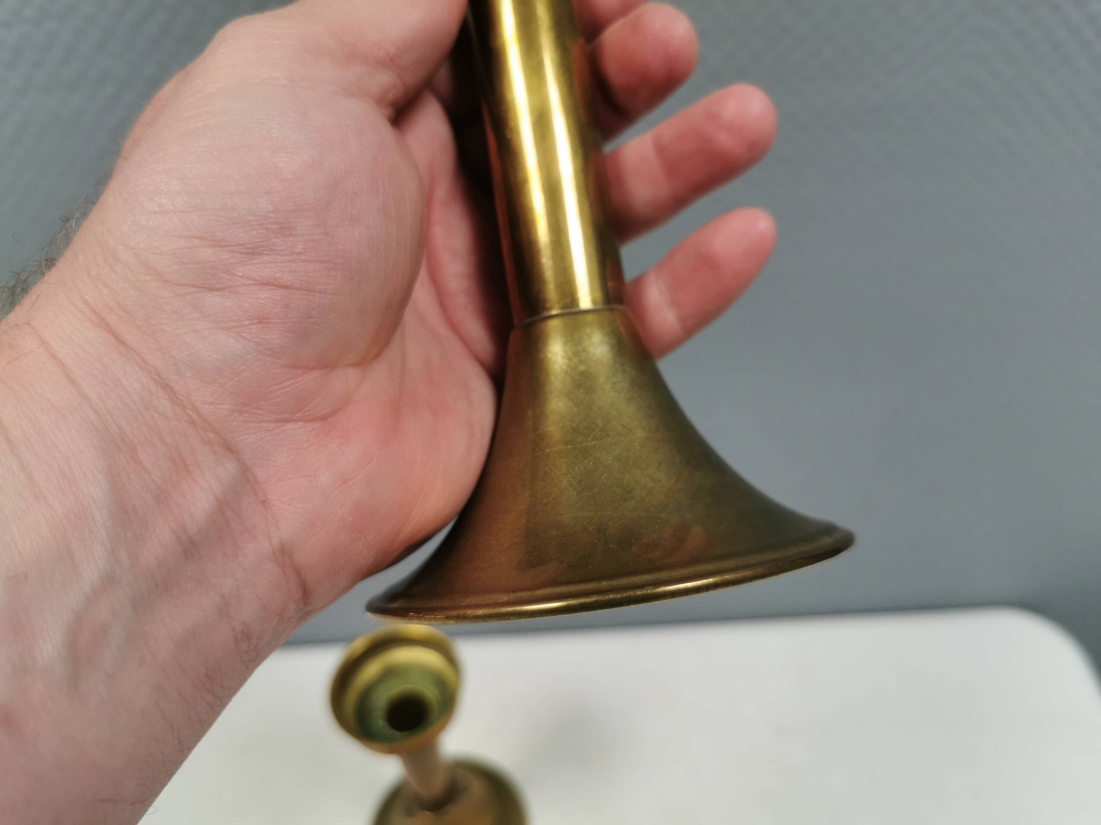 A set of brass candle holders from CAWA Denmark, 1960s.