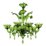 Contemporary greeen murano glass chandelier
