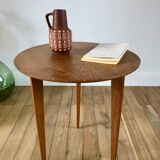 Tripod wood veneer side table 50-60s