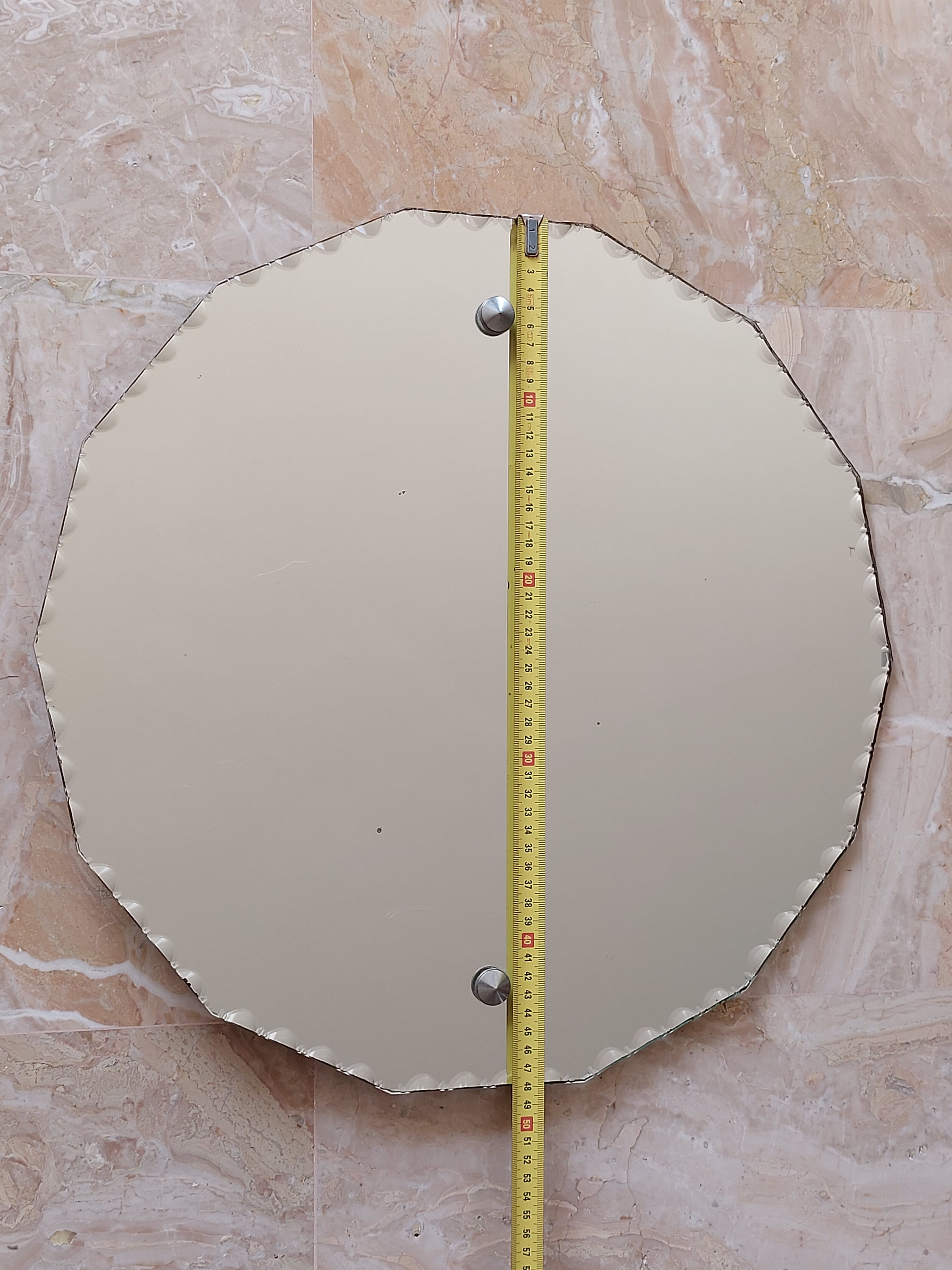 Miroir mural ancien rond biseauté art déco