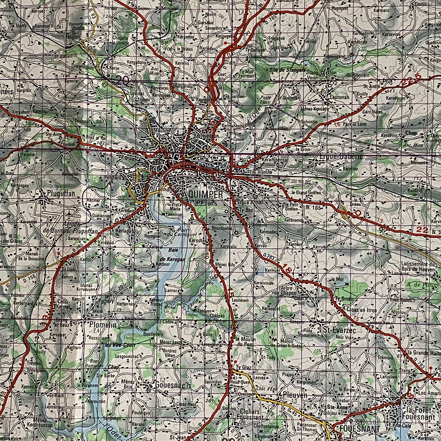 Map Quimper - Guilvinec - Concarneau - Les Glénans 1978