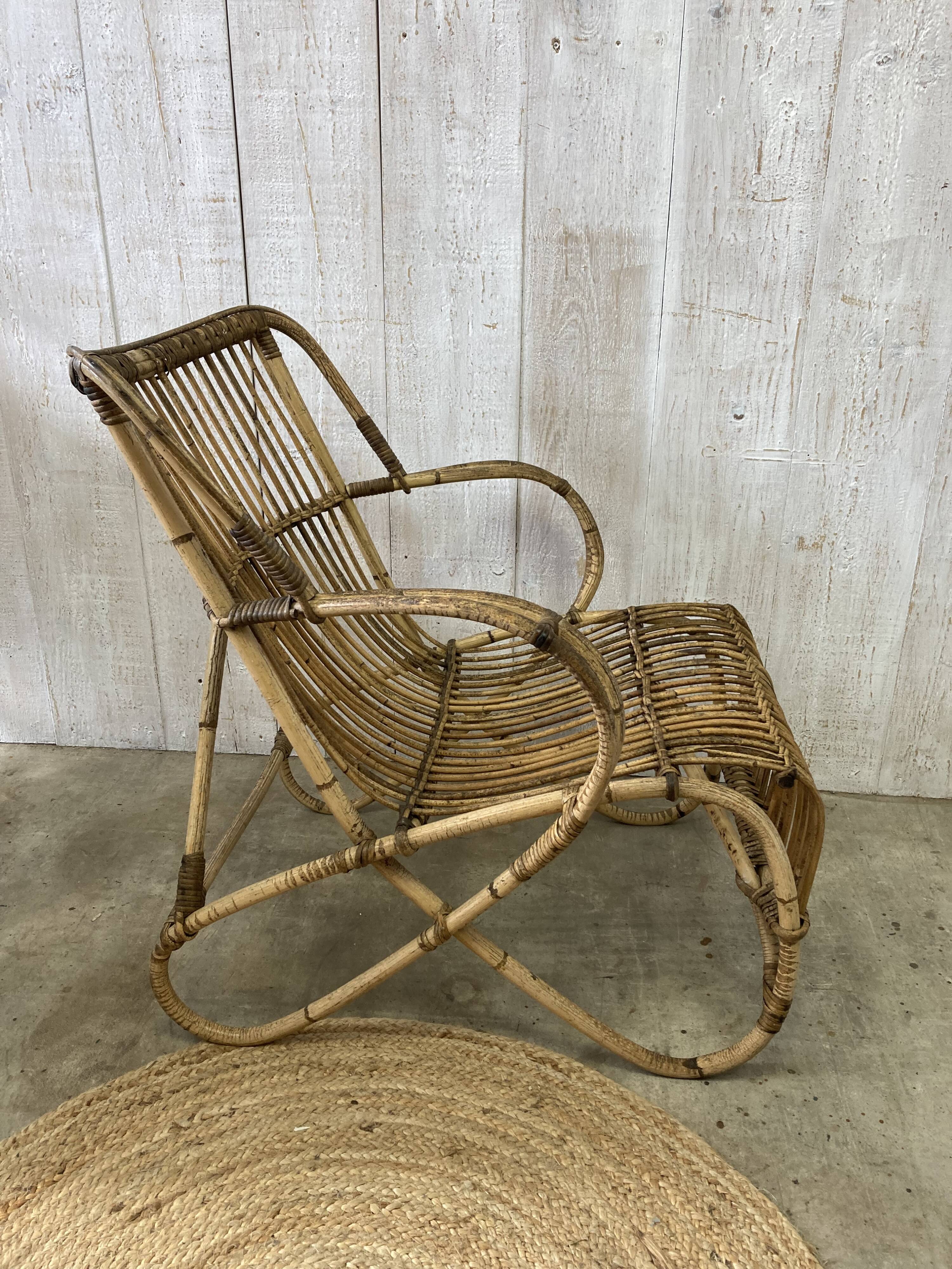 Pair of vintage rattan armchairs