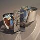 Spage age stainless steel wall light with two lights, 1970.
