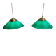 Duo de suspensions coniques en opaline verte, style Art Déco