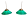 Duo de suspensions coniques en opaline verte, style Art Déco