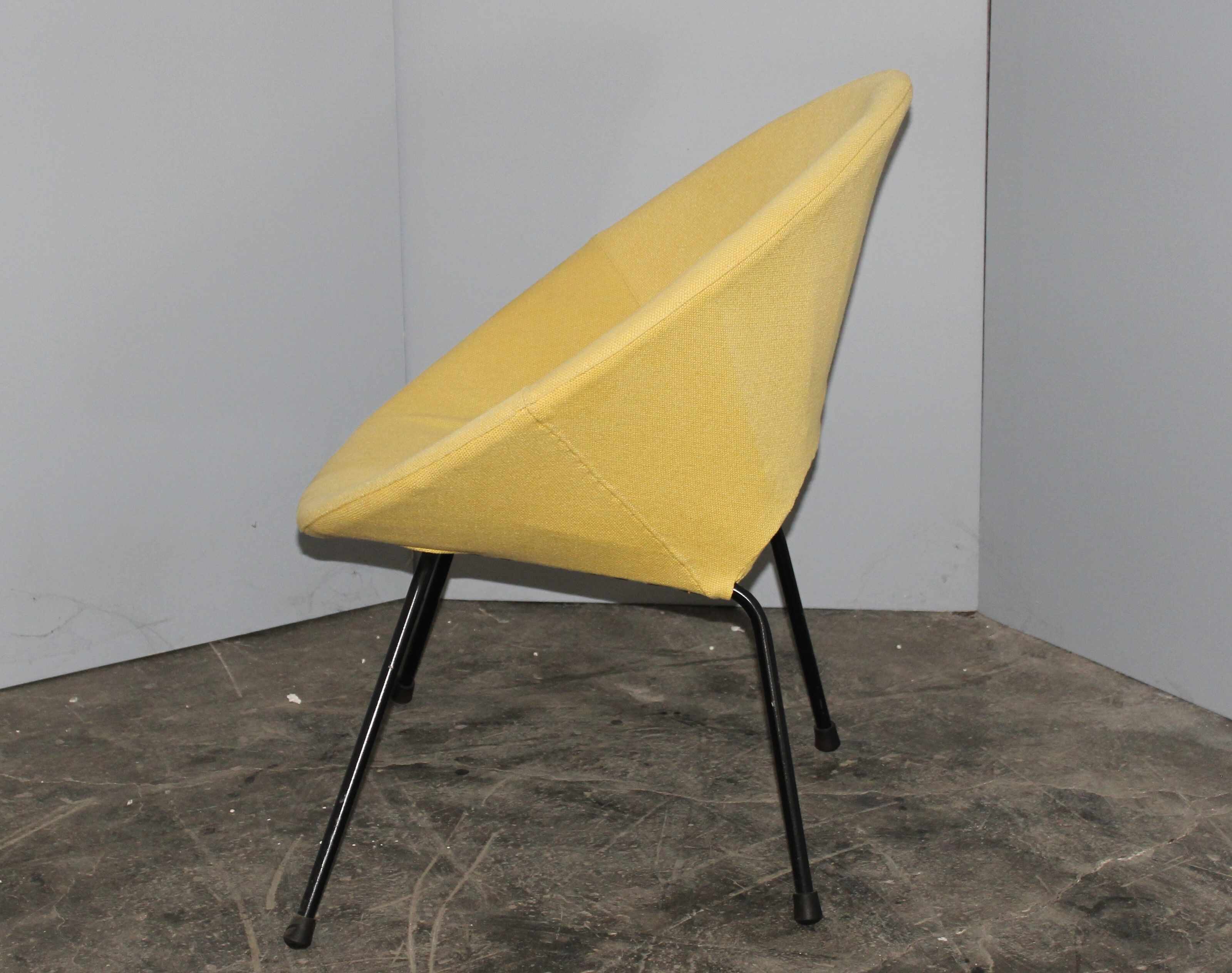 Italian midcentury round yellow armchair