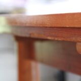1960s table with teak veneer and glass top + extensions