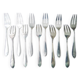 10 Fourchettes à poisson en métal argenté