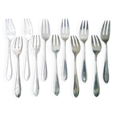 10 Fourchettes à poisson en métal argenté