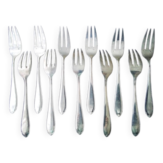 10 silver-plated fish forks