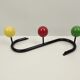 Vintage metal hook and 3 tricolor wooden hooks 40.5 cm